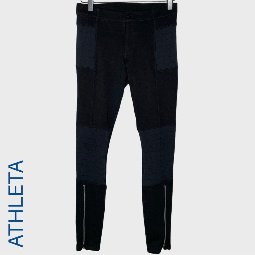 Athleta black ponte knit moto leggings